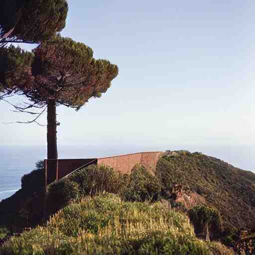 castle designed by renzo piano overlooking big sur. landscape design by andre le notre. fujinon premista 1 9 - 4 5 mm t 2. 9. portra 8 0 0. w 1 0 8 8 