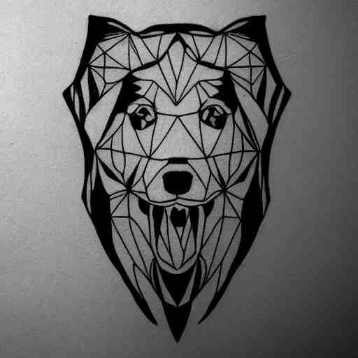 tattoo design, stencil, tattoo stencil, traditional, a world famous tattoo of a geometric dog