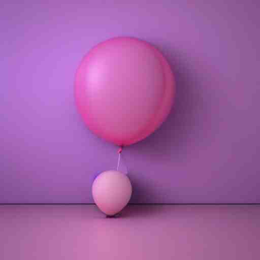 3D render of a pink balloon dog in a violet room