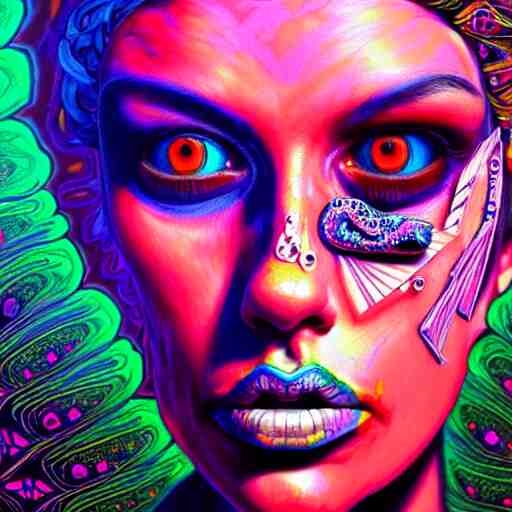 An extremely psychedelic portrait of punk rock, surreal, LSD, face, detailed, intricate, elegant, lithe, highly detailed, digital painting, artstation, concept art, smooth, sharp focus, illustration