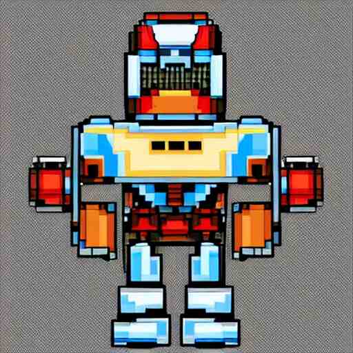 robot knight, highly detailed pixel art, 1 2 8 bit 