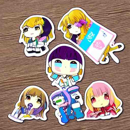 kawaii anime sticker, solo, 