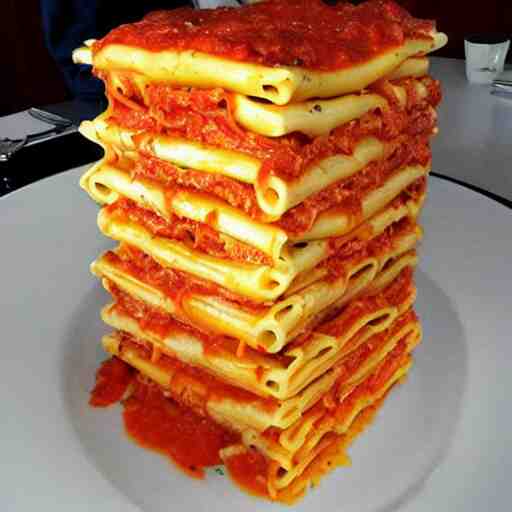 a tower of lasagna to the sky