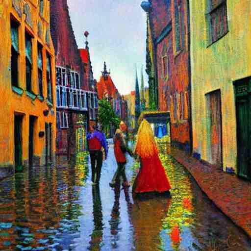 bob marley walking in bruges, painted by victor nizovtsev 