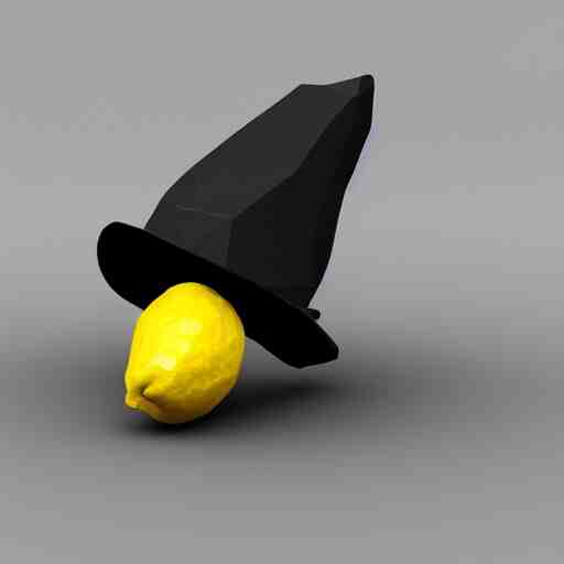 low-poly logo of a lemon wearing a low-poly black fedora, 4k