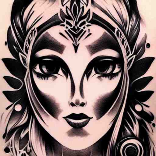 tattoo design, stencil, portrait of princess zelda by artgerm, 