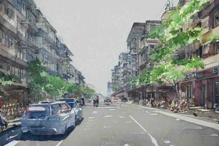 nanshan road summer watercolor trending on artstation 