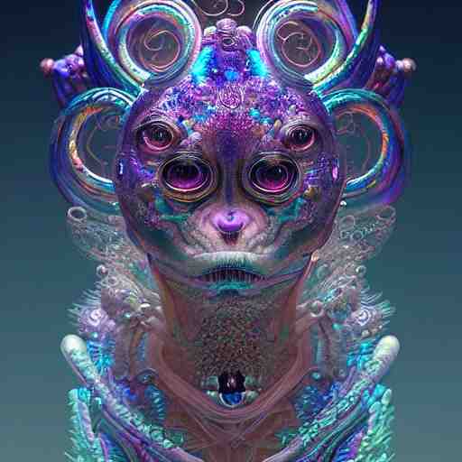 iridescent opalescent animal, bioluminescent : by michal karcz, daniel merriam, victo ngai and guillermo del toro : ornate, dynamic, particulate, intricate, elegant, highly detailed, centered, artstation, smooth, sharp focus, octane render 