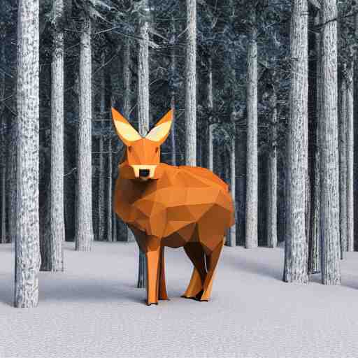 cute 3 d low - polygon render of a forest animal, smooth white background, soft focus, centered 