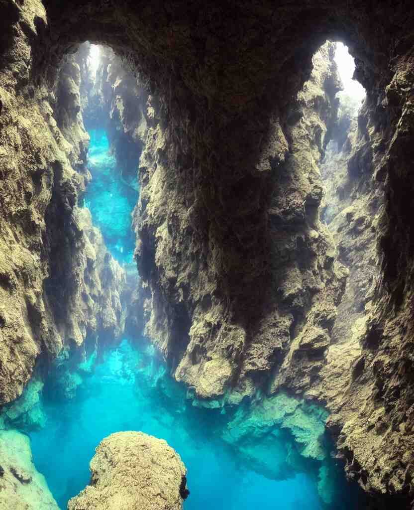 a deep exotic underwater canyon 