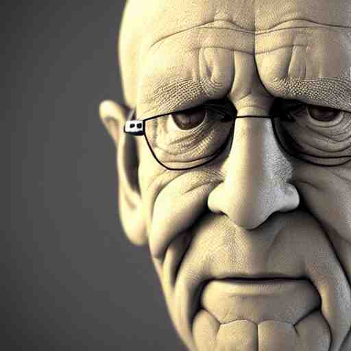 3d sculpture of a old man portrait, octane render, blender, studio lighting