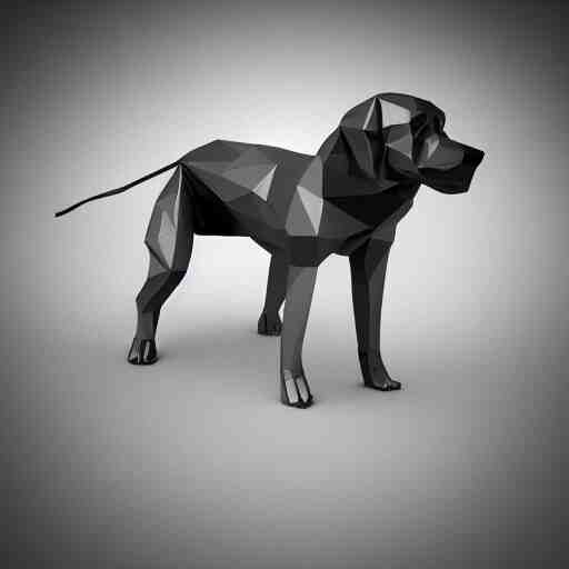 stainless steel dog, low-poly, 4k, studio lighting, cycles render