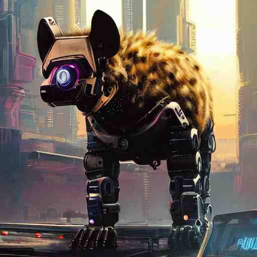 robot hyena, cyberpunk 2 0 7 7 concept art, highly detailed 