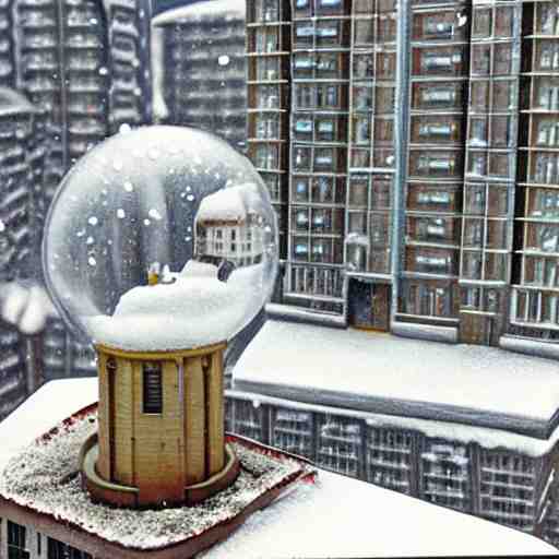 a snow globe diorama with a soviet apartment building in it, brutalism, isometric, physically based rendering, 1 9 9 0's 