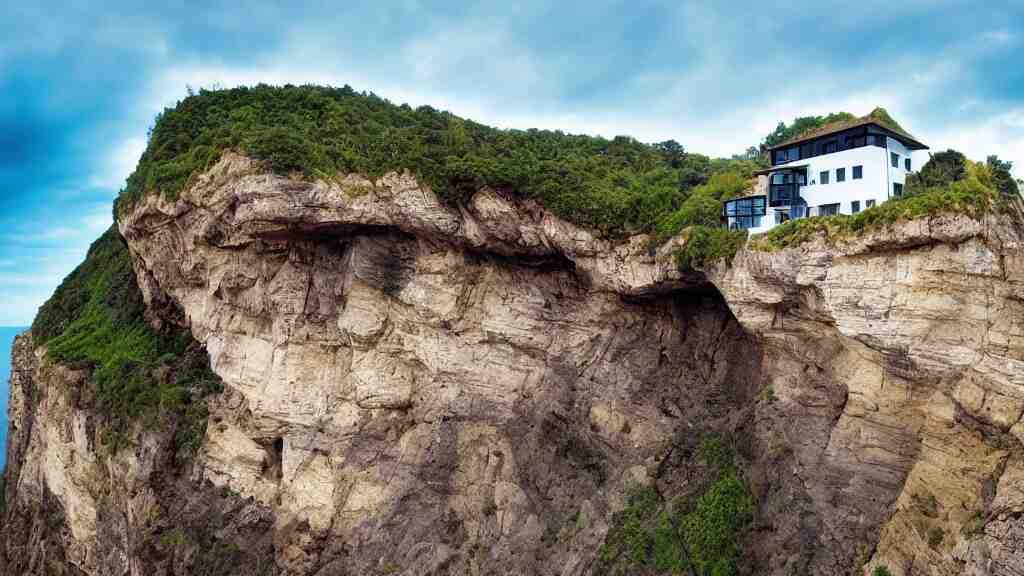 house built on the side of a cliff, award winning photo