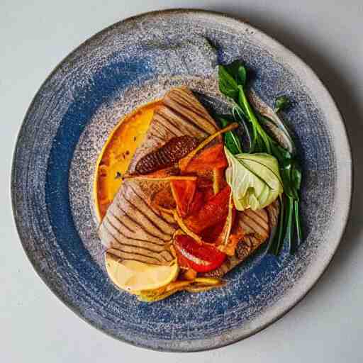 a nice big plate that is almost empty, culinary art photography 