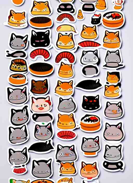 sushi cats sticker sheet 