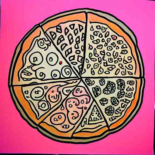 pizza:: zentangle, ink illustration