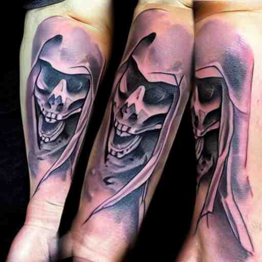 ghost tattoo design, hyper realstic, on arm, high detailed 