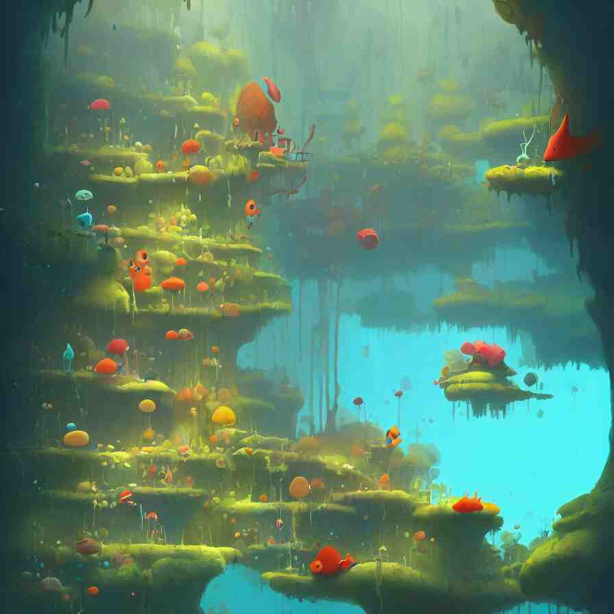 Goro Fujita illustrating Underwater forest, aquatic life, full of color, art by Goro Fujita, sharp focus, highly detailed, ArtStation