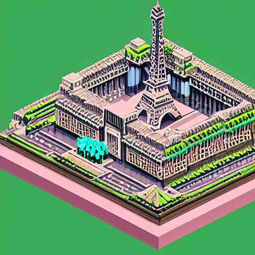 isometric voxel art of paris