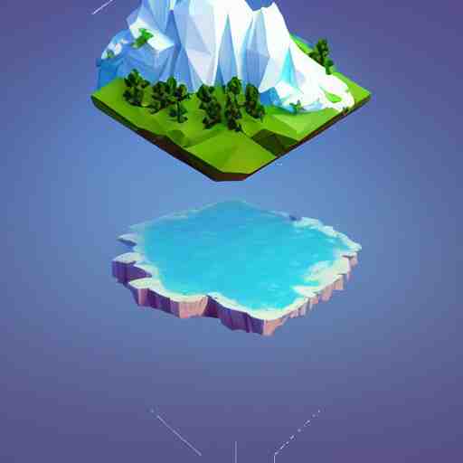 floating island in the sky, low poly, isometric art, 3d art, high detail, artstation, concept art, behance, ray tracing, smooth, sharp focus, ethereal lighting