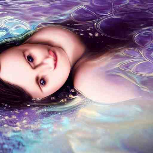 portrait of a beautiful girl + anya taylor - joy floating under the deep dream water, beautiful smooth soft light + white petal, by personal photography, art by brookskim, closeup, 4 k, highly detailed, instagram, 