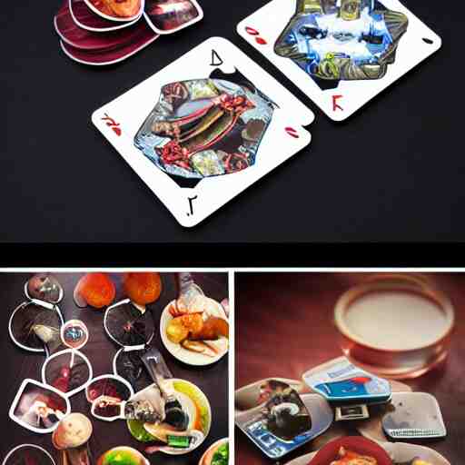 futuristic nft card game, professional food photography 