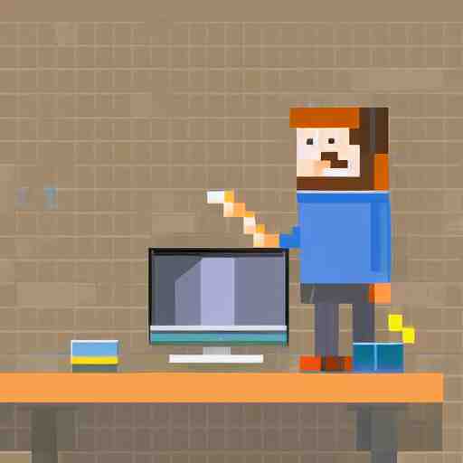 pixel art of programmer in front of his computer station, pixel art, detailed, ideal symmetry, perfect pixel alignment, isometric 8 k, 