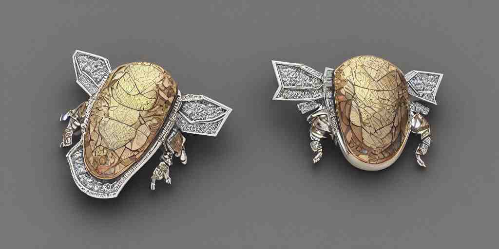 jewelry engraved in scarab, beetle, opal diamond, art noveau, art deco, 8k , artstation, render, elegant, album art