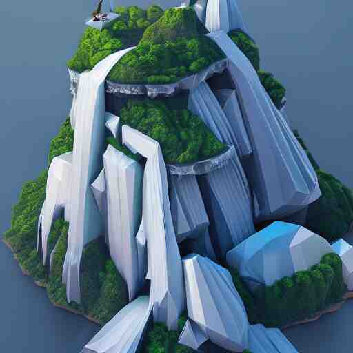 low poly art of new york as a floating island in the sky, low poly, isometric art, 3d render, waterfall, high detail, artstation, concept art, behance, ray tracing, smooth, sharp focus, ethereal lighting