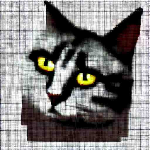 pixel art of a cat, white background