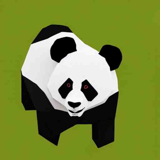  panda, low poly, isometric, 3D render, white background