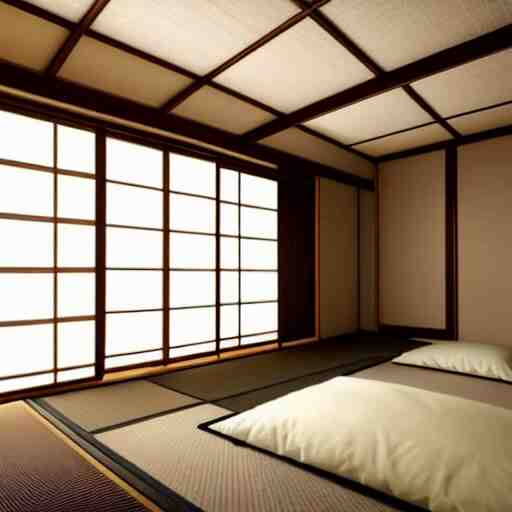 still photo of a japanese guest room, highly detailed, photorealistic portrait, bright studio setting, studio lighting, crisp quality and light reflections, unreal engine 5 quality render 