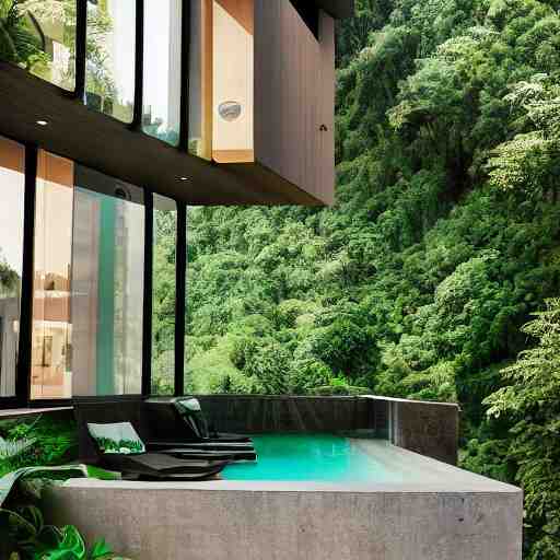 a modern mansion in the middle of the jungle, award winning photography, canon camera, 8k