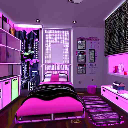 a girl's cozy cyber punk bedroom 