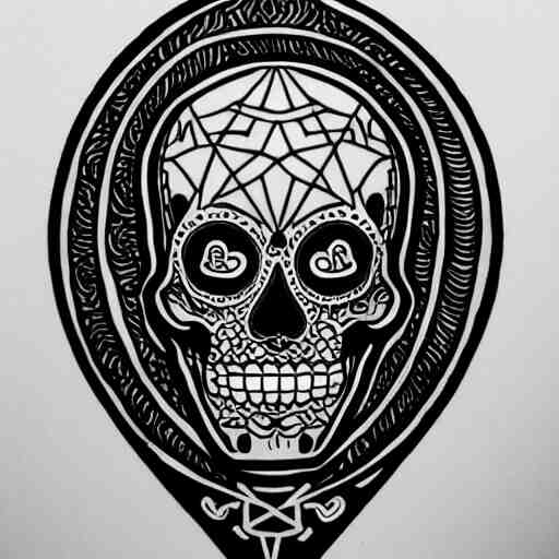 tattoo design, stencil, tattoo stencil, traditional, a world famous tattoo of a geometric skull with a galaxy coming out of the top of its head-s 100