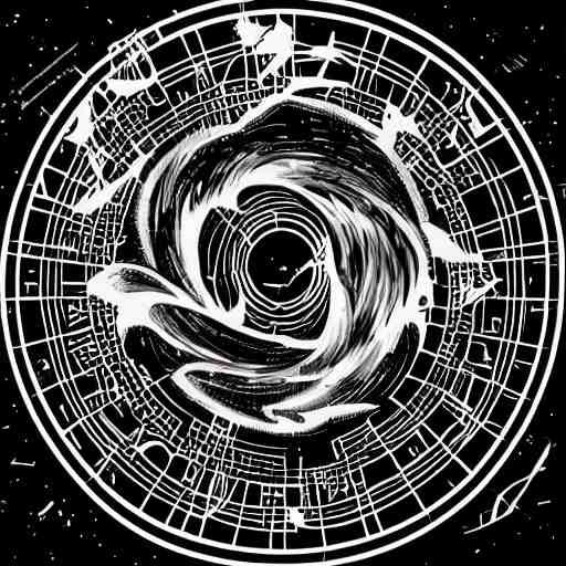 tattoo png logo of black hole rising above city, city destroyed by shockwave, black hole with accretion disс, digital art, vector logo, sticker, black and white, art by stefan koidl, brock hofer, marc simonetti 