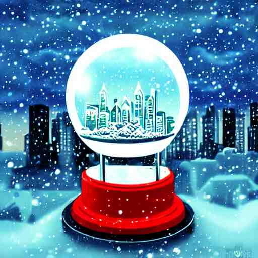 snowglobe of a lofi vaporwave city