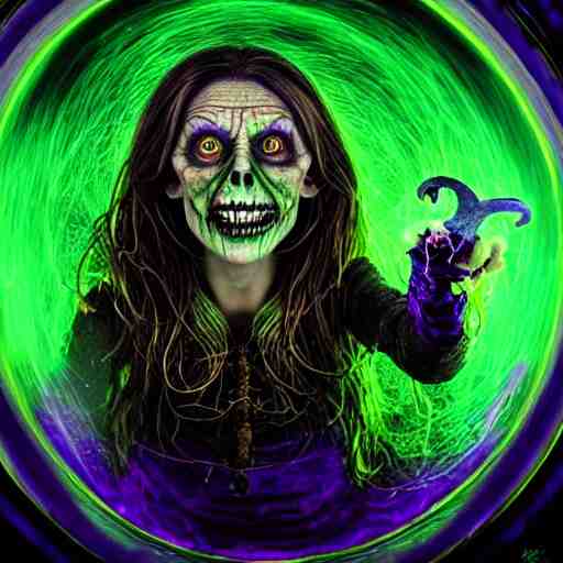 a portrait of a scary ugly witch that is brewing a wicked potion in her cauldron that is marked with magical symbol that are glowing, highly detailed, digital photo, hdri, by christopher bretz and john carpenter, vivid colors, high contrast, 8 k resolution, intricate, photorealistic, smooth, psychedelic color scheme, concept art, award winning, cg society contest winner 