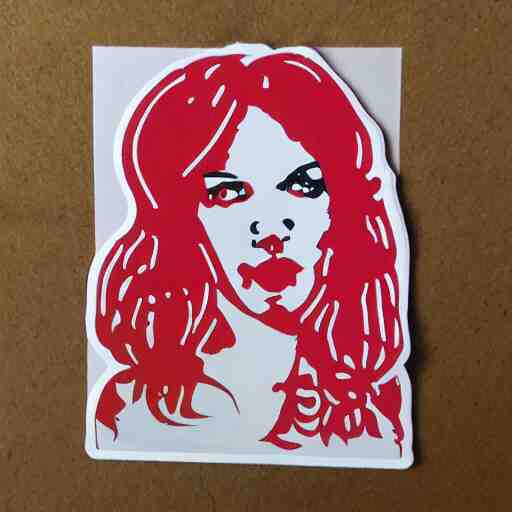 die cut sticker, revolutionary anarchist girl, splatter paint 