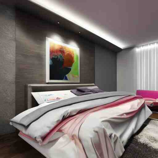 govee led strip lighting in bedroom, scene, colourful, 8 k, unreal engine, realistic, house and home, 