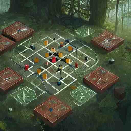 a beautiful concept art of a boardgame field for the game tic - tac - toe, noughts and crosses, xs and os, by greg rutkowski, featured on artstation 