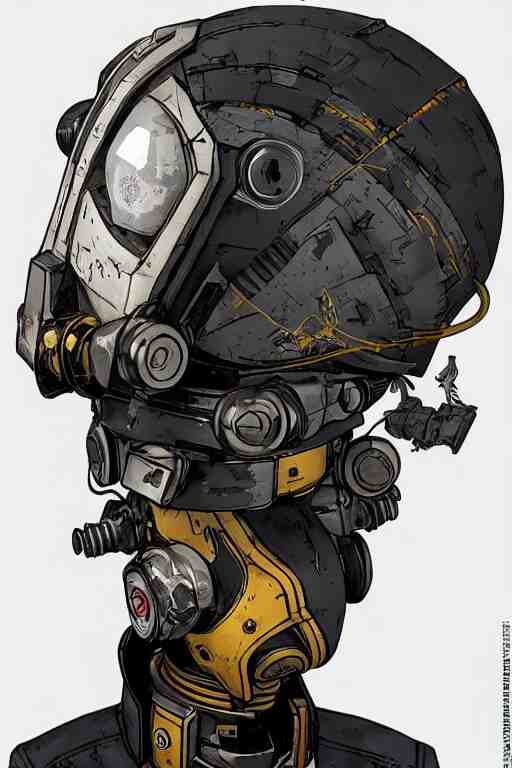 
robot ninja mask helmet bot borderland that looks like it is from Borderlands and by Feng Zhu and Loish and Laurie Greasley, Victo Ngai, Andreas Rocha, John Harris 
