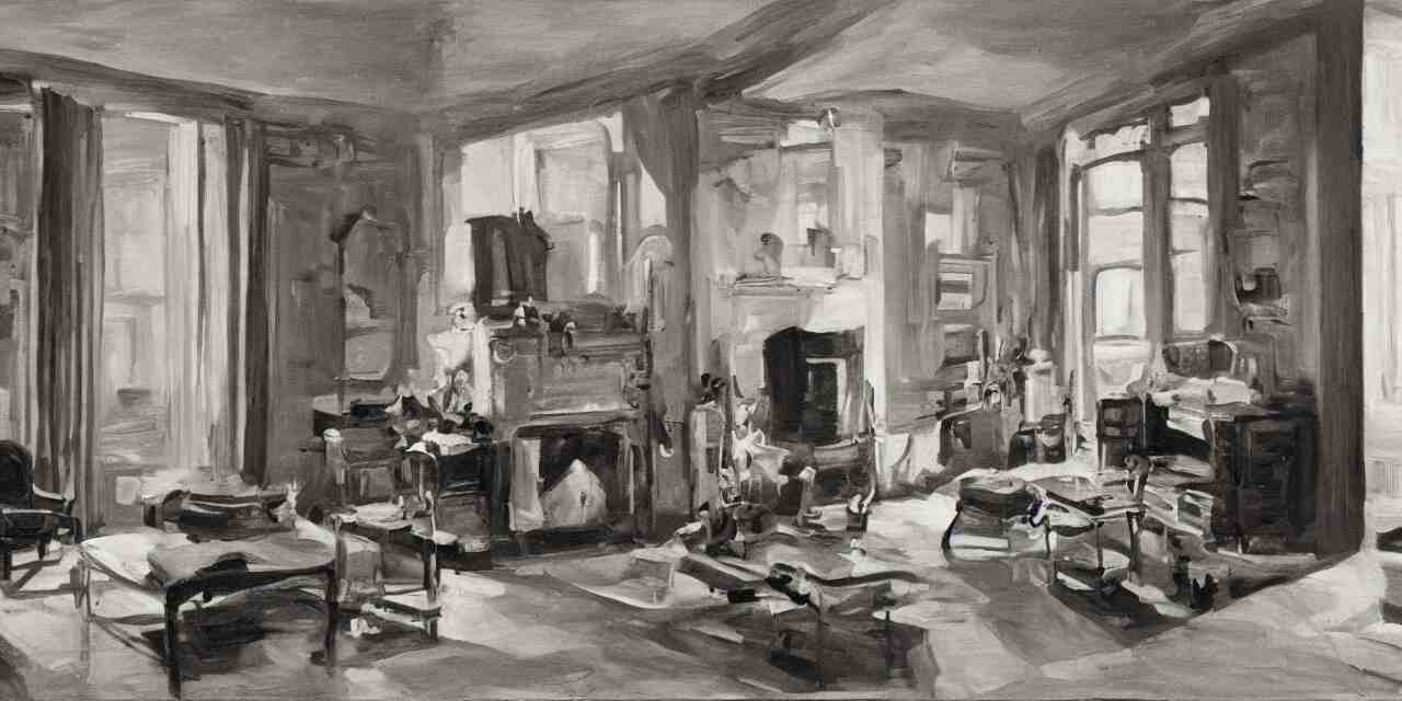 oil paint on canvas, interior of a apartment new york city circa 1 9 4 0 