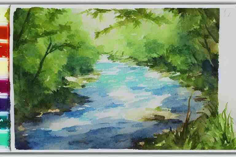 river summer watercolor pen light color on artstation 