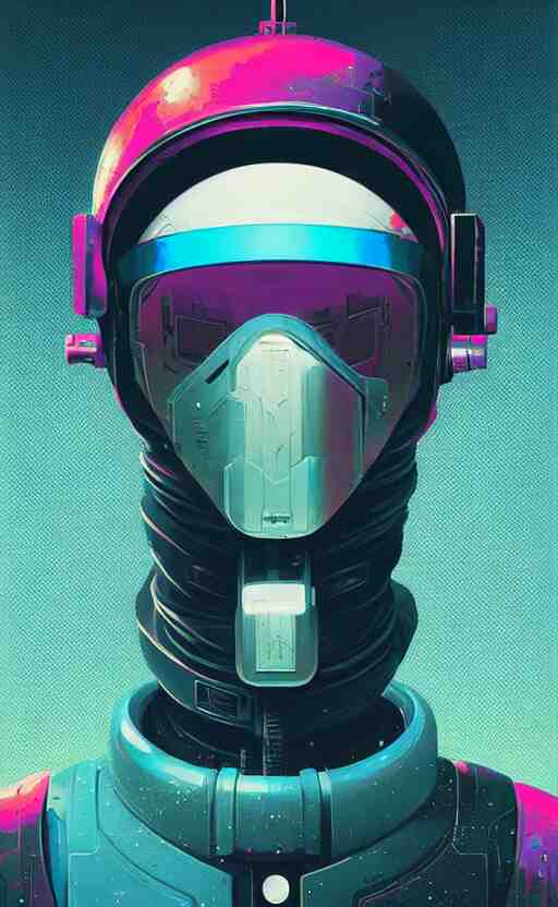 portrait of  a cyberpunk soldier wearing a futuristic helmet by Petros Afshar and Beeple, James Gilleard, Mark Ryden, Wolfgang Lettl highly detailed