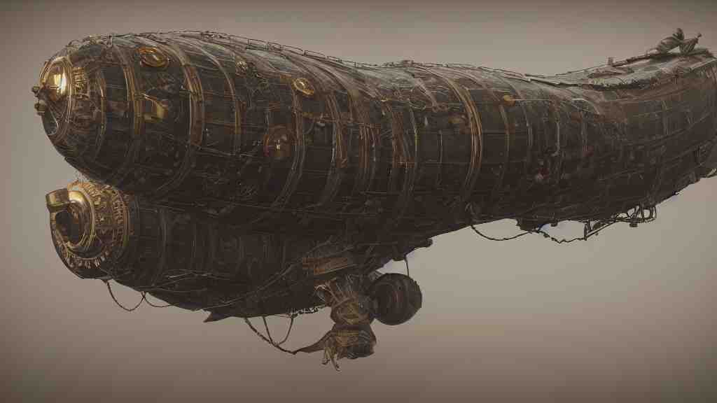 steampunk tardigrade airship, high detail, octane render, 8k