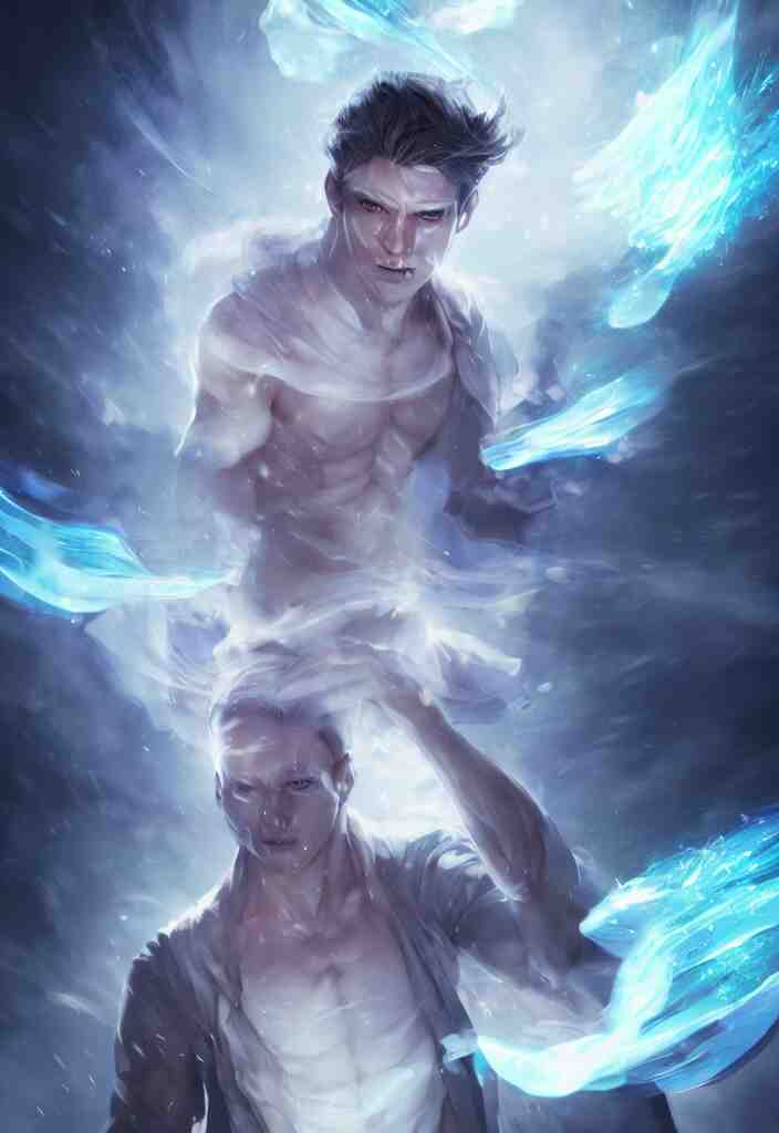 a human elemental sorcerer, blurred environment background, magic effects, white skin, portrait, male, sharp focus, digital art, single subject, concept art, post processed, dynamic lighting, by emylie boivin and rossdraws 