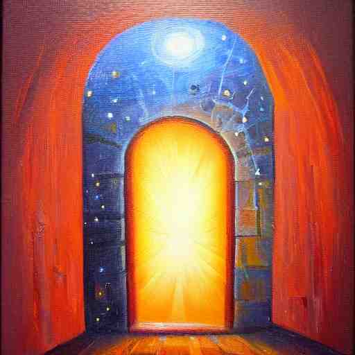 a doorway to another universe, oil painting 